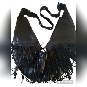 A back leather saddle bag
